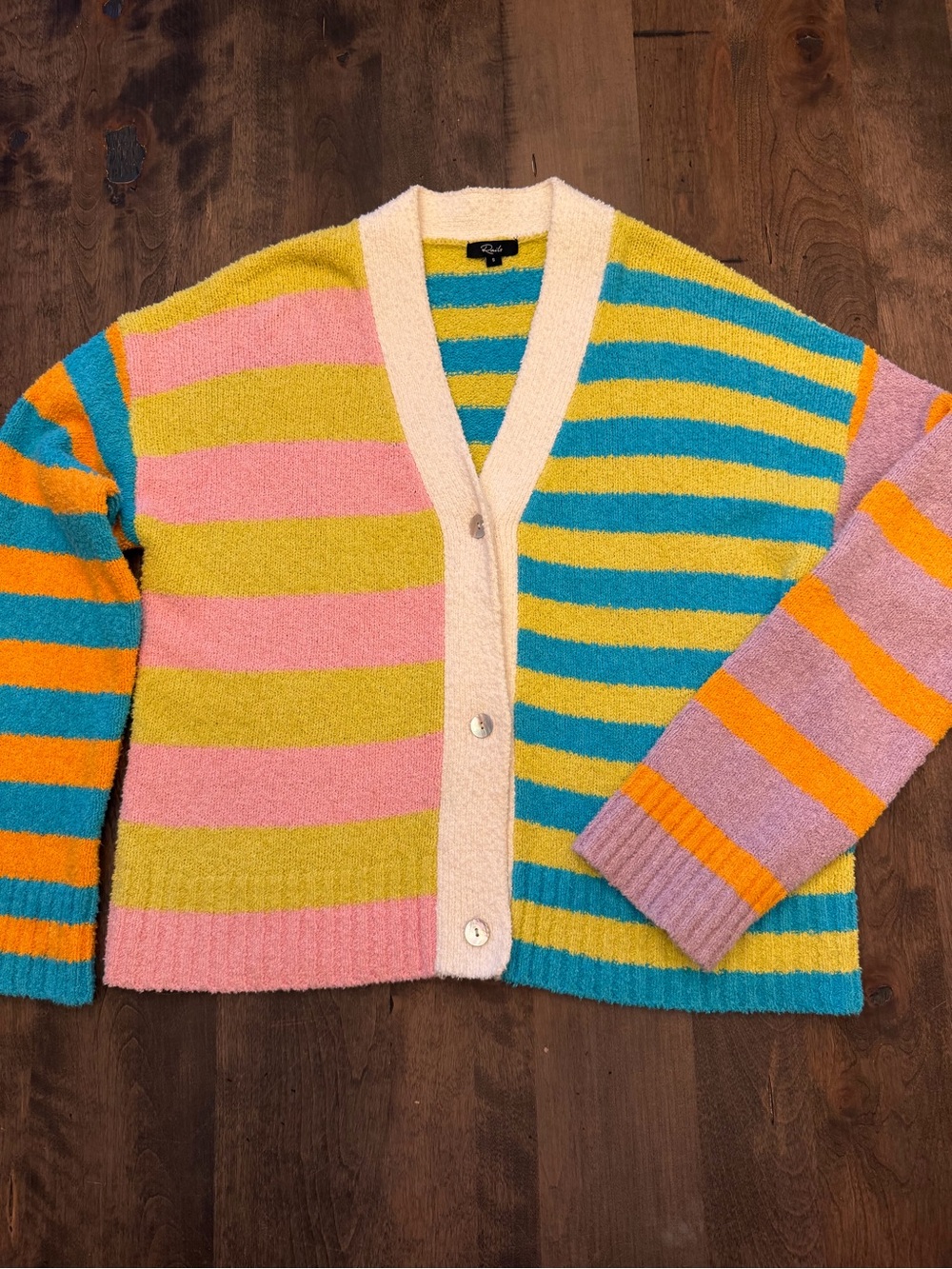 RAILS Geneva Mixed Stripe Cardigan Sweater Pastel Colorblock Size Small EUC